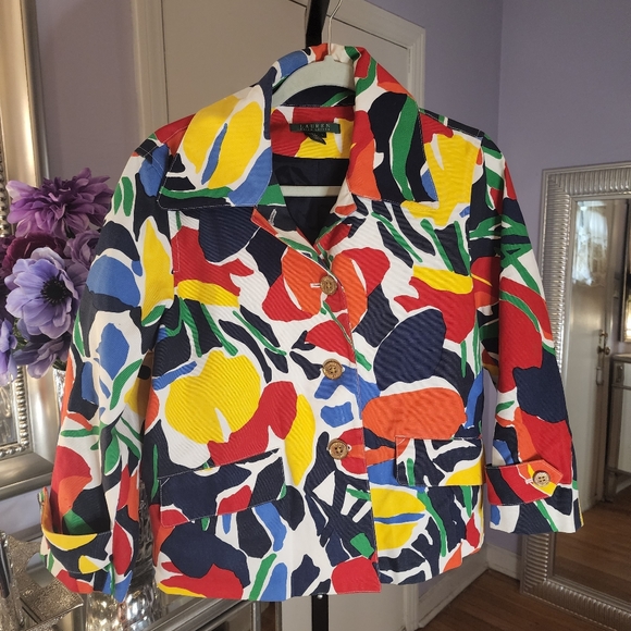 Abstract Floral Print blazer jacket - Picture 9 of 13